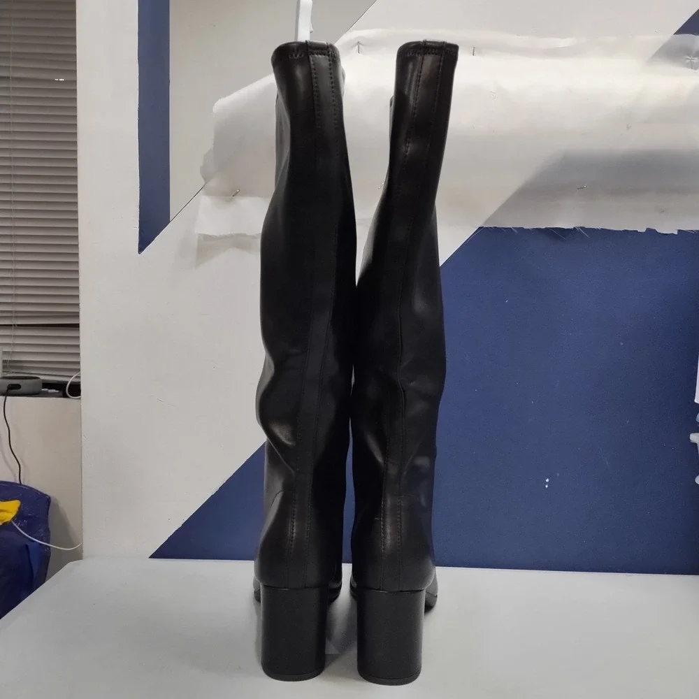 Aerosoles Micah Knee High Boots Womens US Size 11M Black Square Toe Side Zip